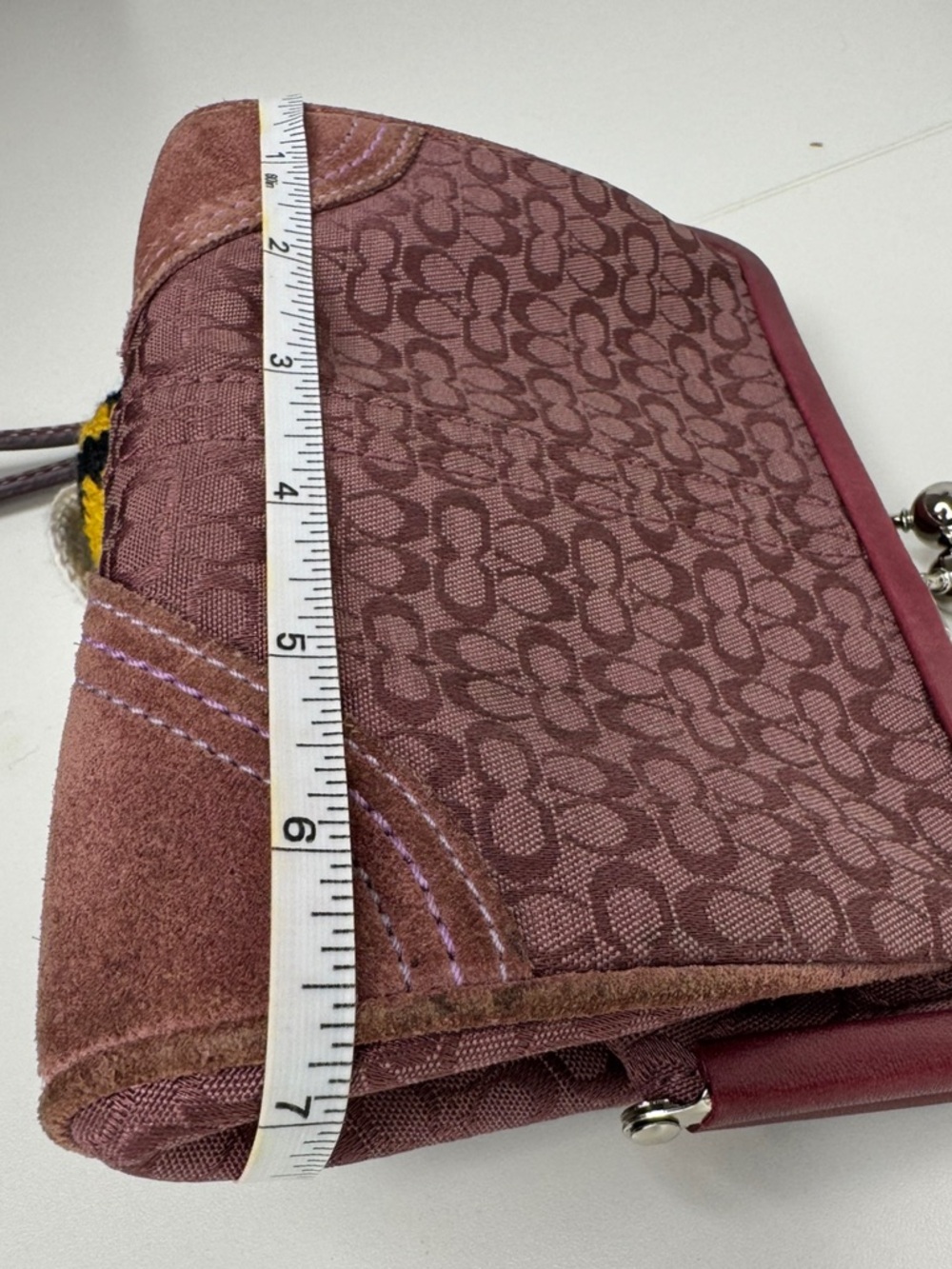 Coach Purple Signature Kisslock Wristlet Pouch Y2K Coin Purse  Bag - Picture 15 of 16